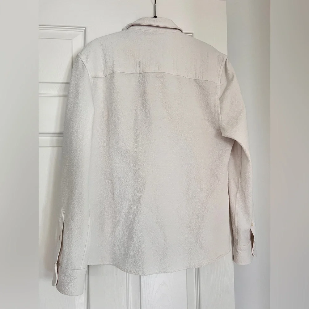Zara White textured Dress Shirts Buttondown Long Sleeve Men's M